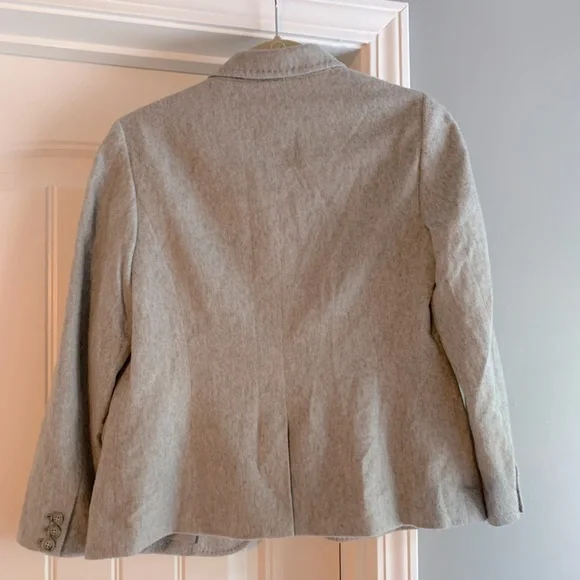 Talbots Gray Cashmere Wool blend Italian woven Blazer coat Sz 6P - Picture 2 of 5